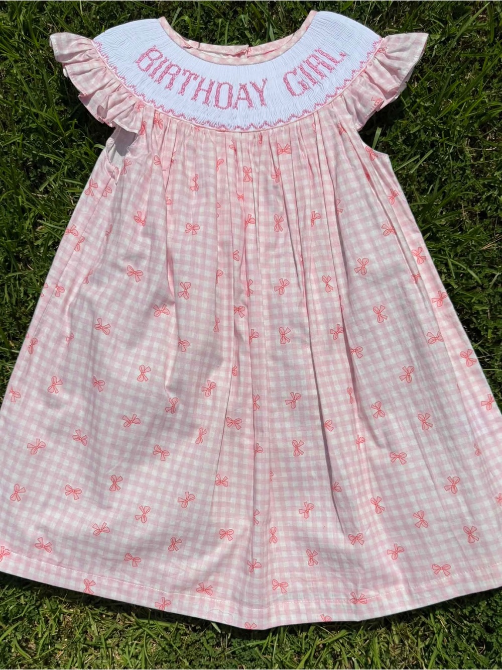 Pink BIRTHDAY GIRL Hand Smocked Dress
